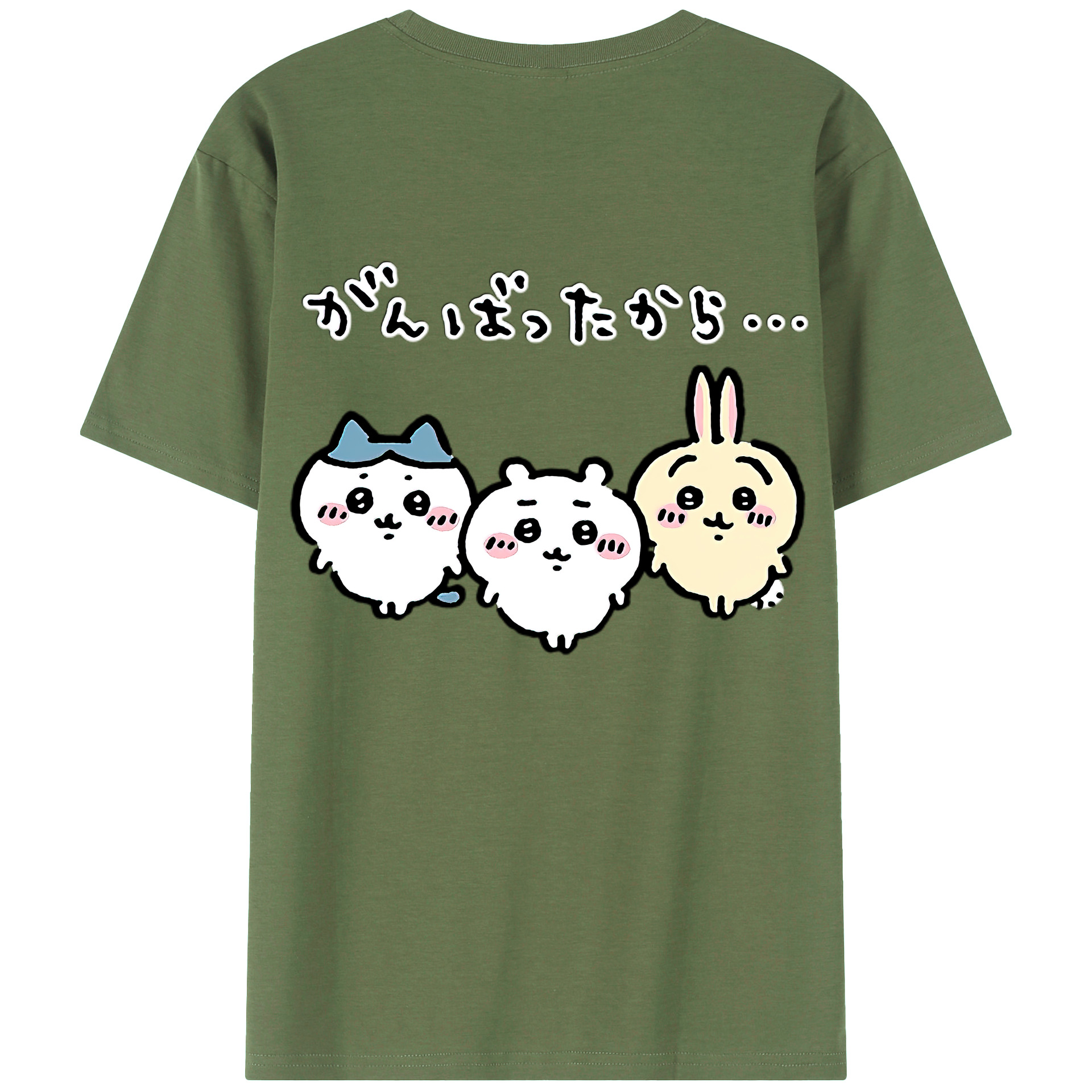 （画像用） ちいかわ ハチワレ Chii-kawa hachiware 綿100％ メンズ半袖Tシャツ（バックプリント） 通気性